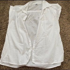 Old Navy White Button-Down Cap-Sleeve Shirt
